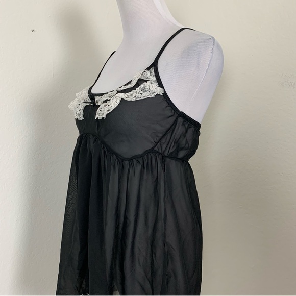 Passion Forever Black Nighty Size Medium French Maid Inspired Bows Coquette - Picture 14 of 17